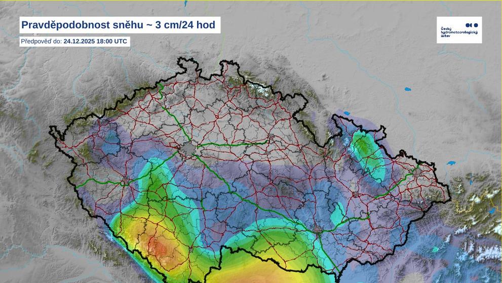 Mapa pravděpodobnosti sněhu
