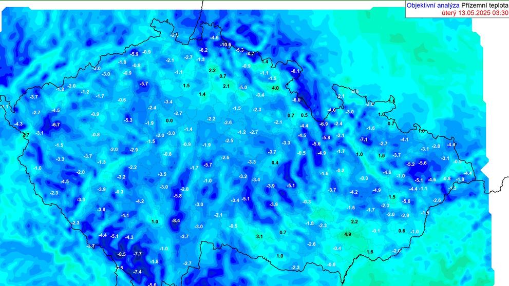 Ranní minima 13.5.2025