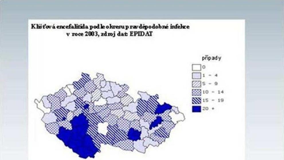 MAPY: Výskyty klíšťové encefalitidy 2003