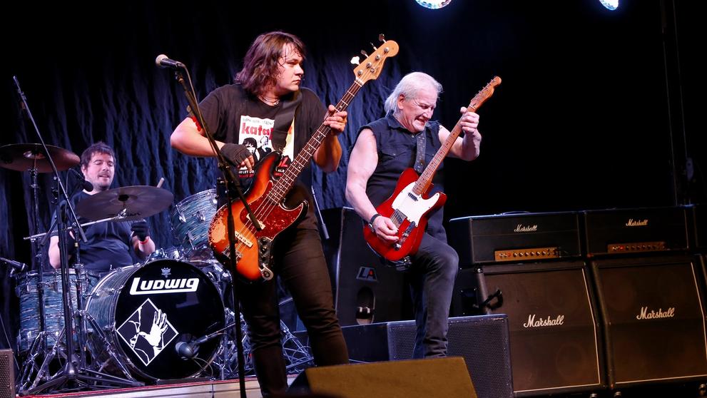 Zleva Ondřej Timpl, Andy Budka, Oldřich Říha, koncert Katapult