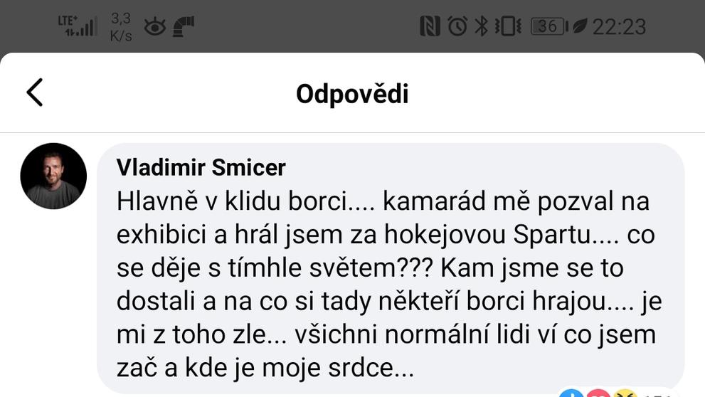 Komentář Vladimíra Šmicera na kritiku fanoušků