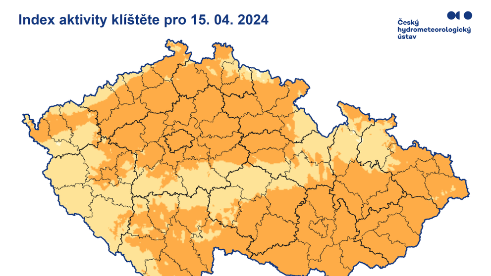 Index aktivity klíšťat 15. dubna