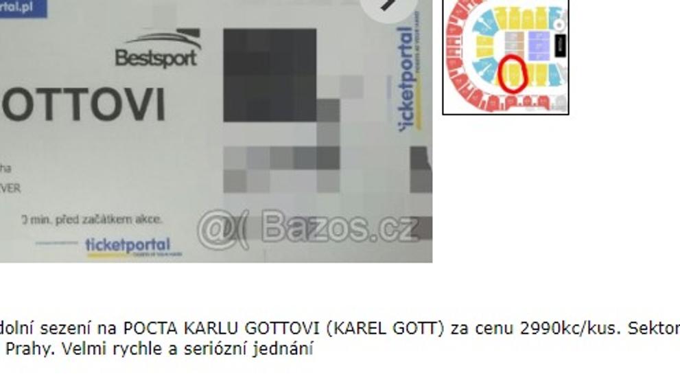 předražené vstupenky na vzpomínkový koncert Karla Gotta - 1