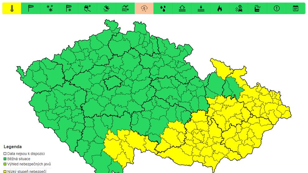 Výstraha před vysokými teplotami, 19. 6. 2024