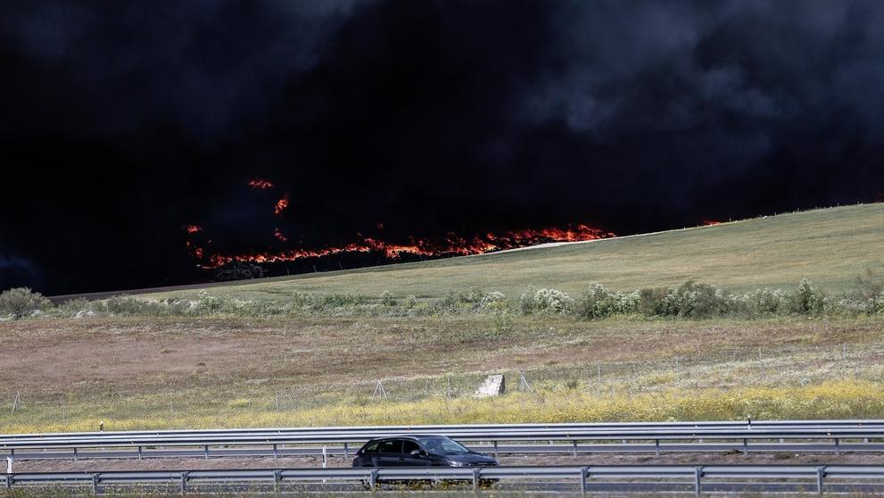 Požár pneumatik v Madridu - 2