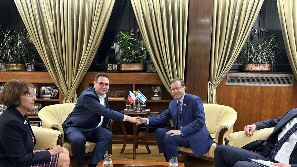 Jan Lipavský a prezident Isaac Herzog v Jeruzalémě