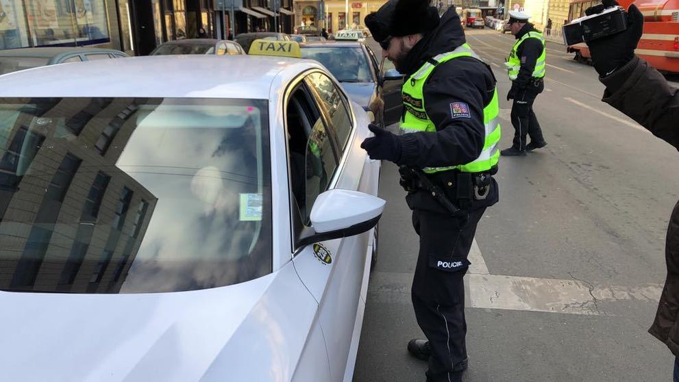 Stávka taxikářů v Lazarské ulici v Praze - 2