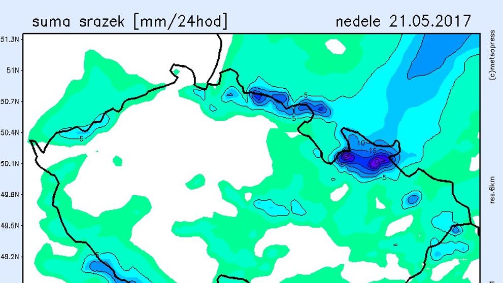 Mapa srážek na víkend - 3