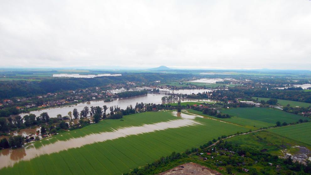 Letecké snímky povodní - Kralupy nad Vltavou