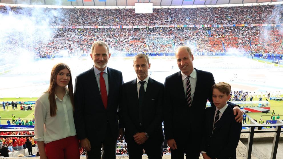 Princezna Sofie, král Filip VI., prezident UEFA Aleksander Čeferin, princ William, princ George