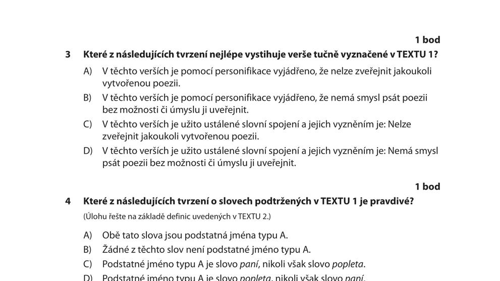 Didaktický test z českého jazyka a literatury - 1. řádný termín  (3)