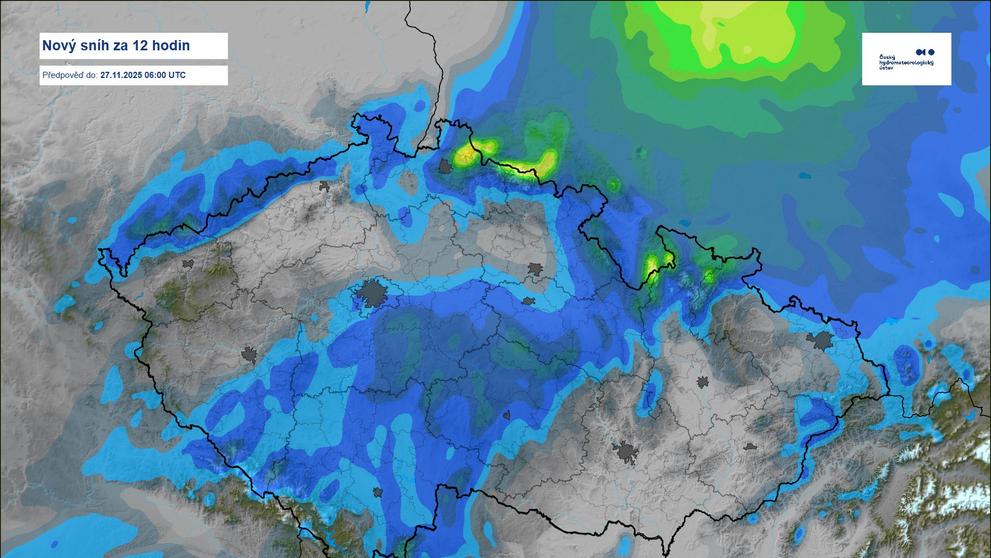 Nový sníh za 12 hodin
