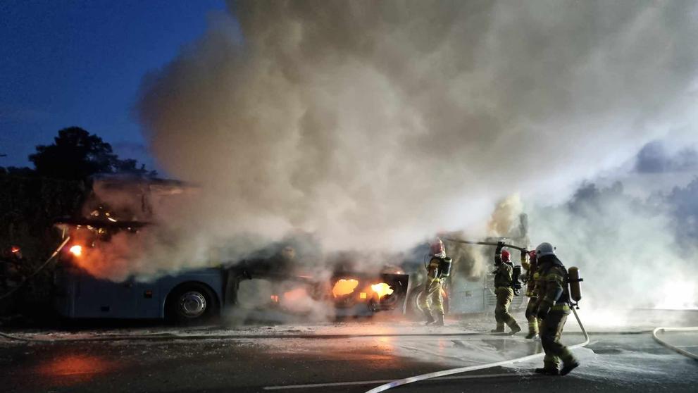 Požár českého autobusu v Polsku