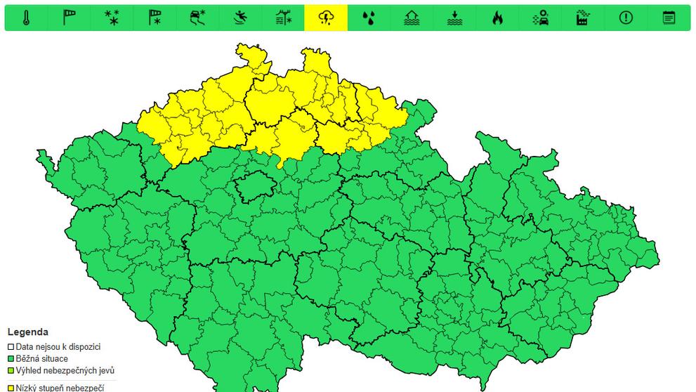 Výstraha před bouřkami, 3. 5. 2025 odpoledne