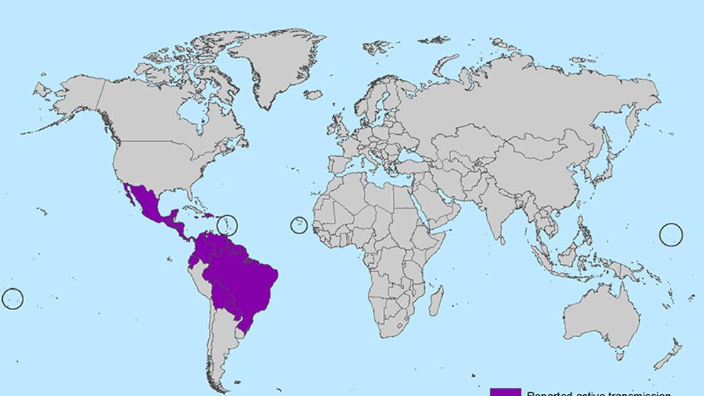 Mapa viru Zika - CDC