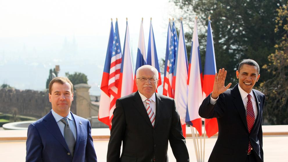 Obama, Medveděv a Klaus na Hradě
