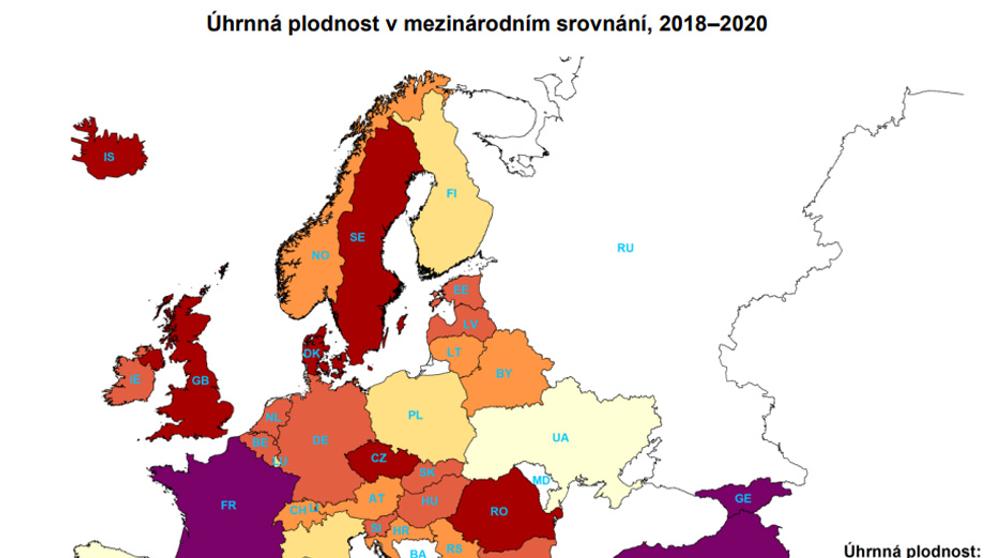 Graf - Úhrnná plodnost v mezinárodním srovnání