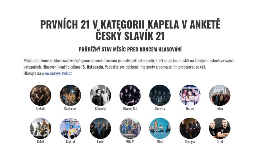 Český slavík 21 - kapely., průběžné výsledky