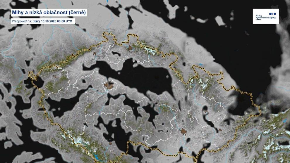 Mapa mlhy – úterý ráno