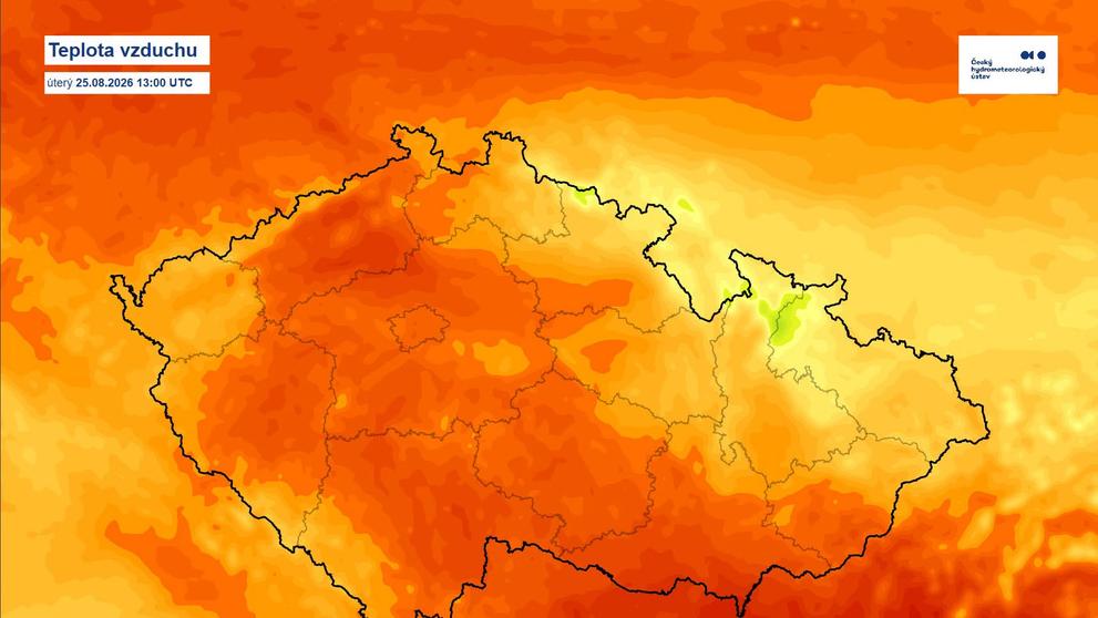 Teplota vzduchu 25.8.2026