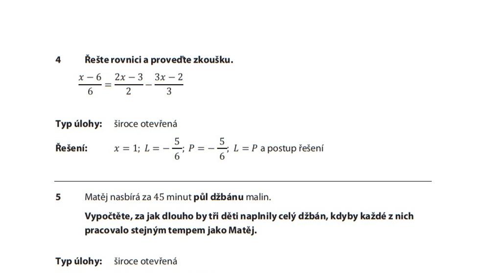 Příklady testů - matematika - 2