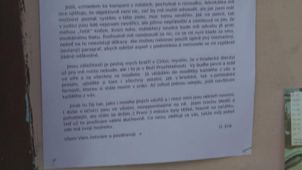 Dopis Erika Tvrdoně z vazby - 2
