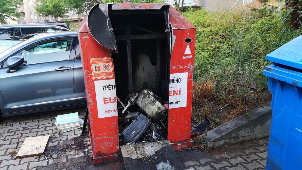 Požár nádoby na elektroodpad
