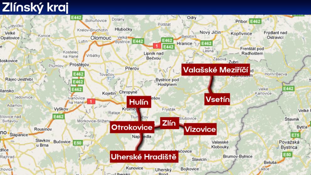 Místa dopravních kontrol - Zlínský kraj
