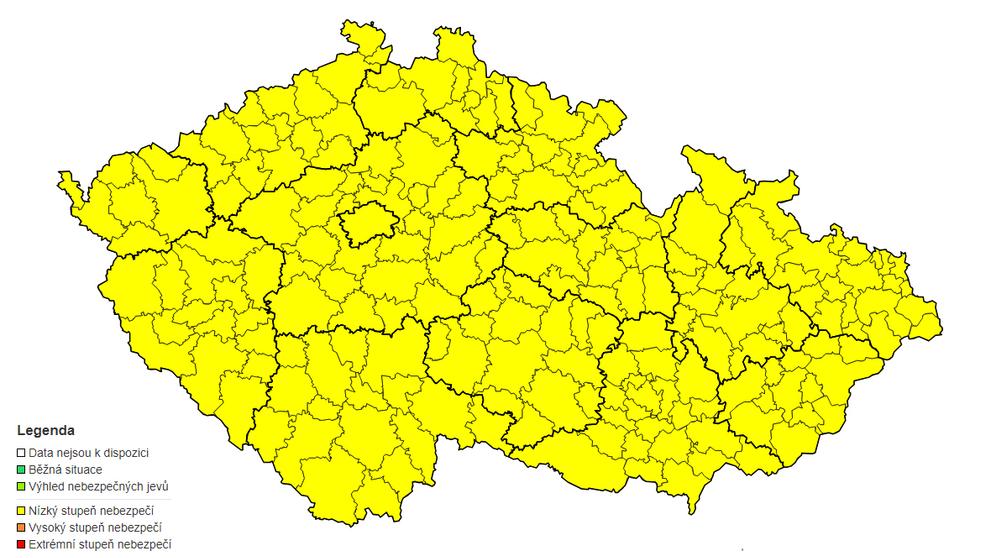 Výstraha před silným větrem, 13. 9. až 15. 9. 2024