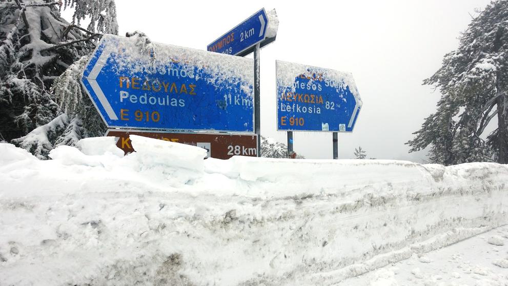 Sněhová nadílka na Kypru 8.1. 2017