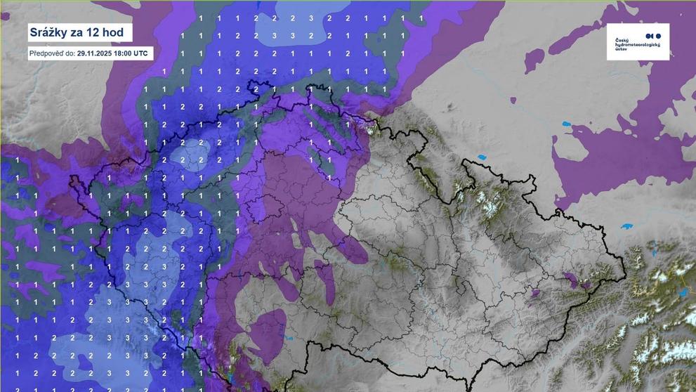 Mapa předpovědi srážek