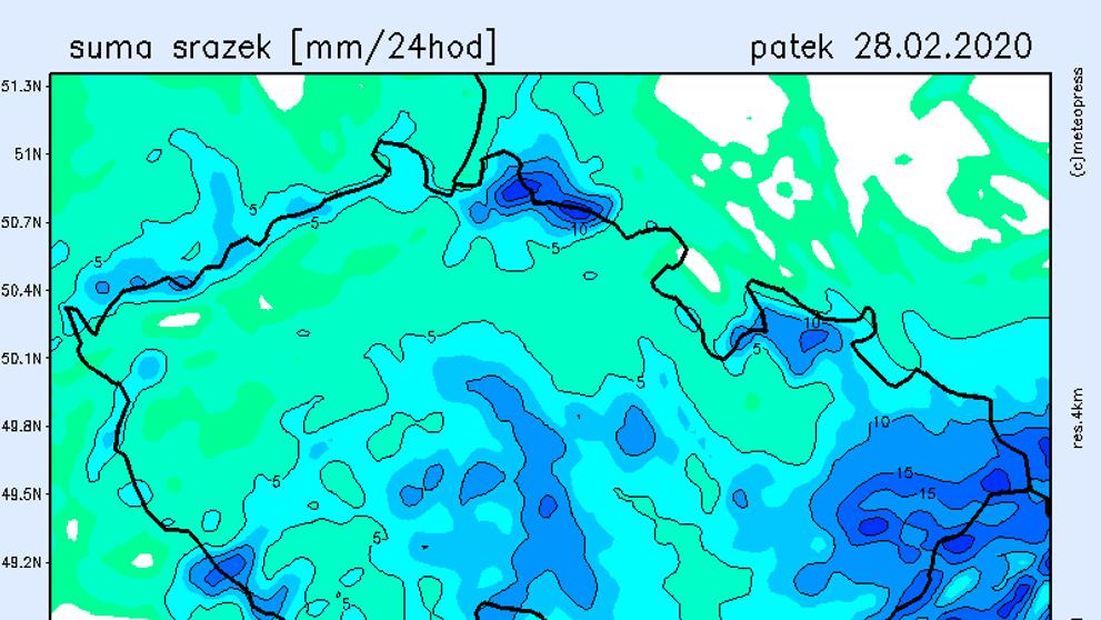 Mapy sněhu - pátek 28. 2. 2020