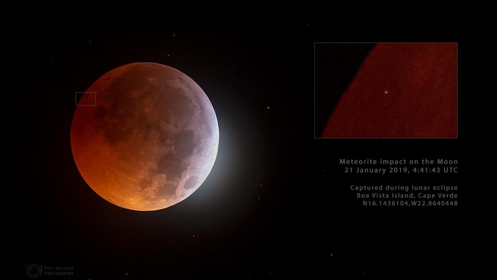 Dopad meteoritu na Měsíc během zatmění