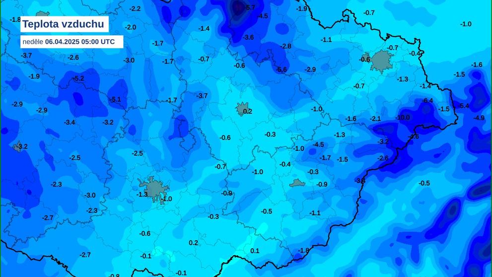 Arktický vzduch v ČR (6. 4. 2025)