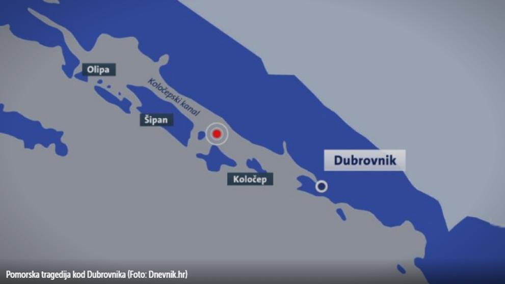 Loď smetla člun u Dubrovníku