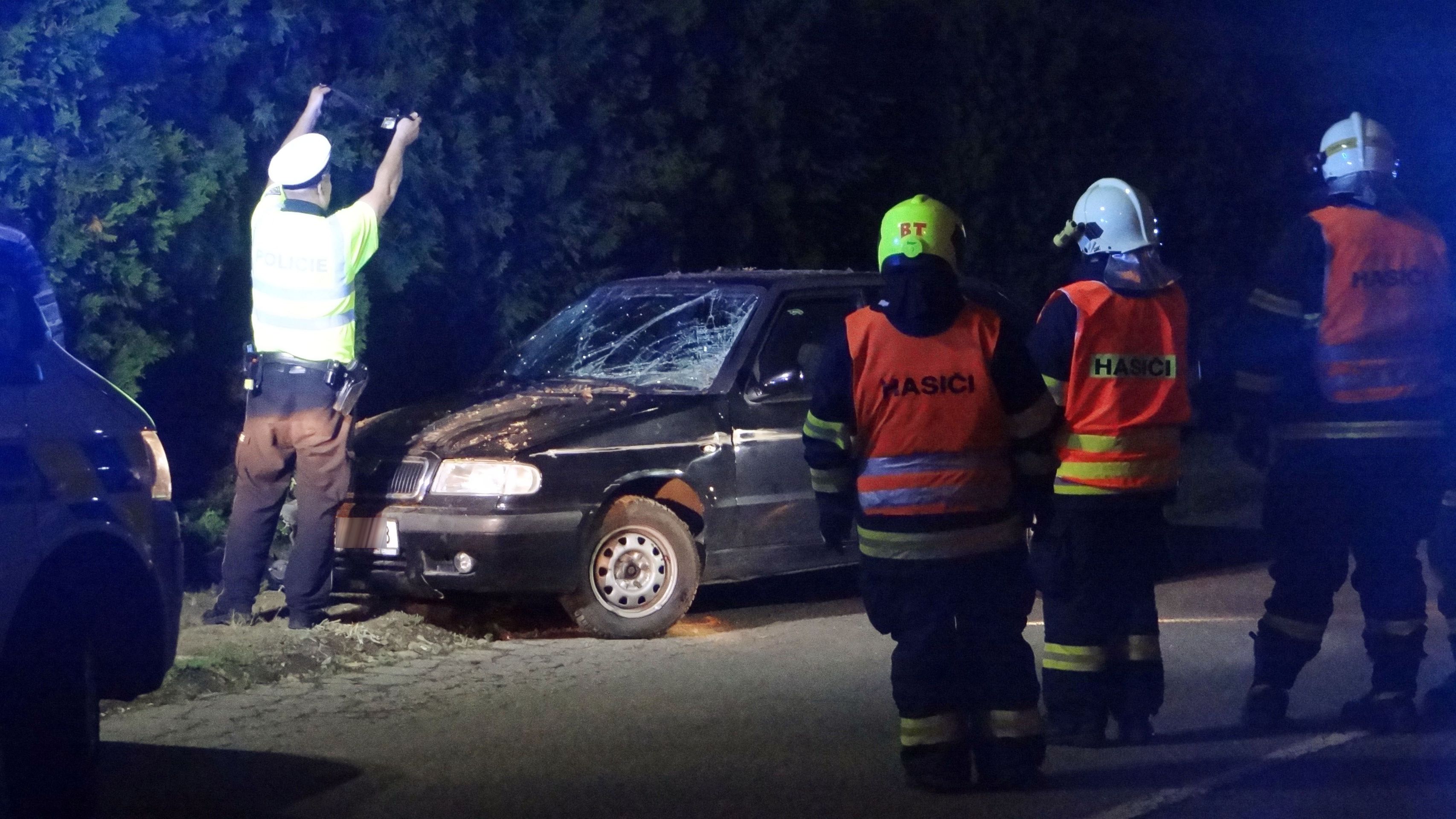 Opilá řidička smetla tátu s desetiletým synem na chodníku uprostřed vesnice - GALERIE: Vážná nehoda v Senohrabech u Prahy (4/4)