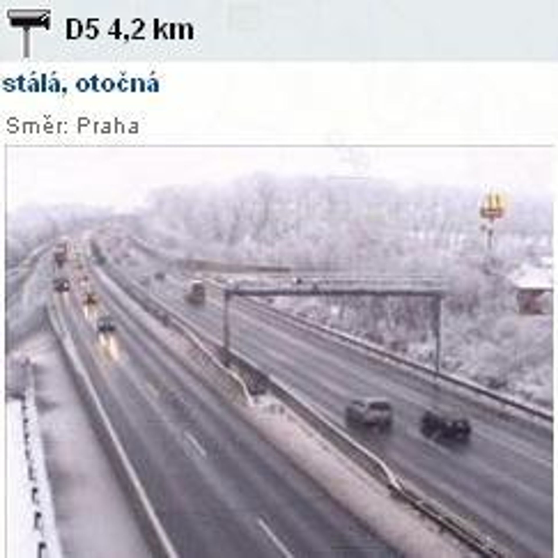 Kamery nad českými dálnicemi, pátek ráno. - Galerie: Sněžení v Česku - dopravní kamery (5/10)