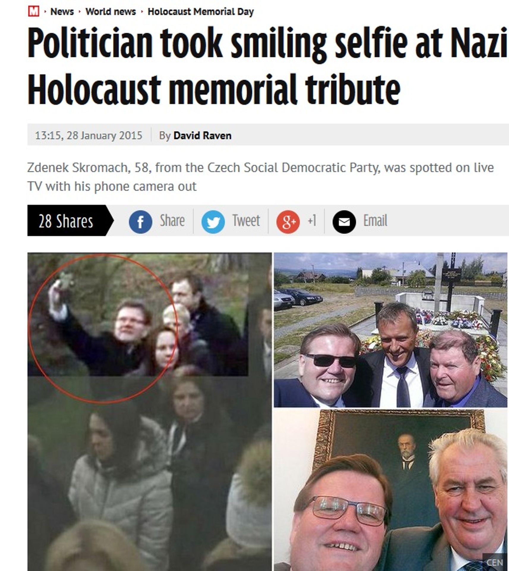 Škromachova selfie v britském Mirroru - GALERIE: Selfie Zdeňka Škromacha (10/10)