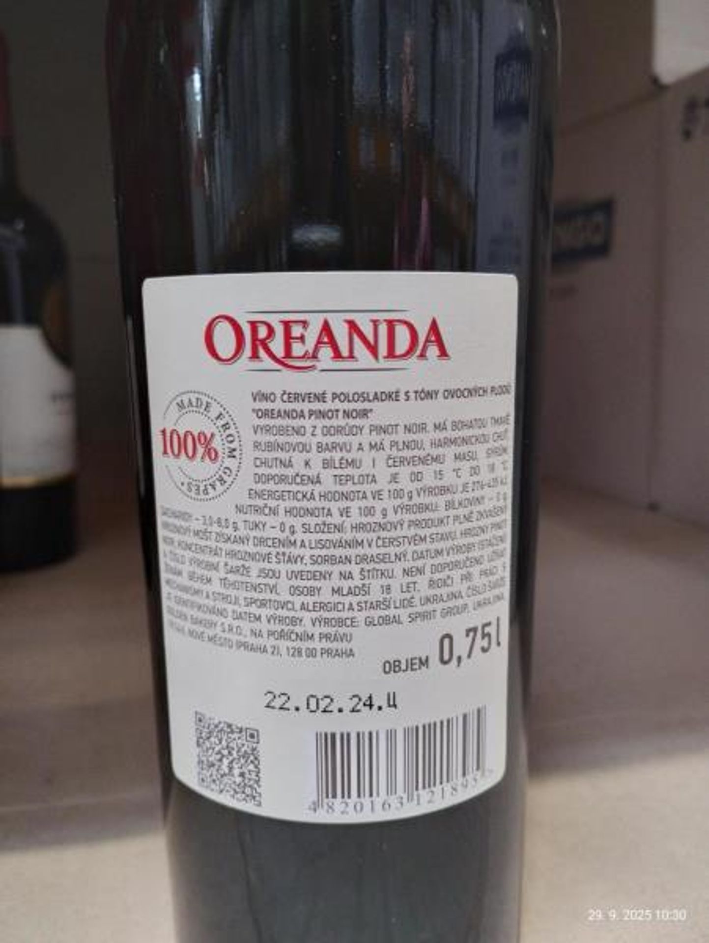 OREANDA PINOT NOIR - Závadná vína (2/4)