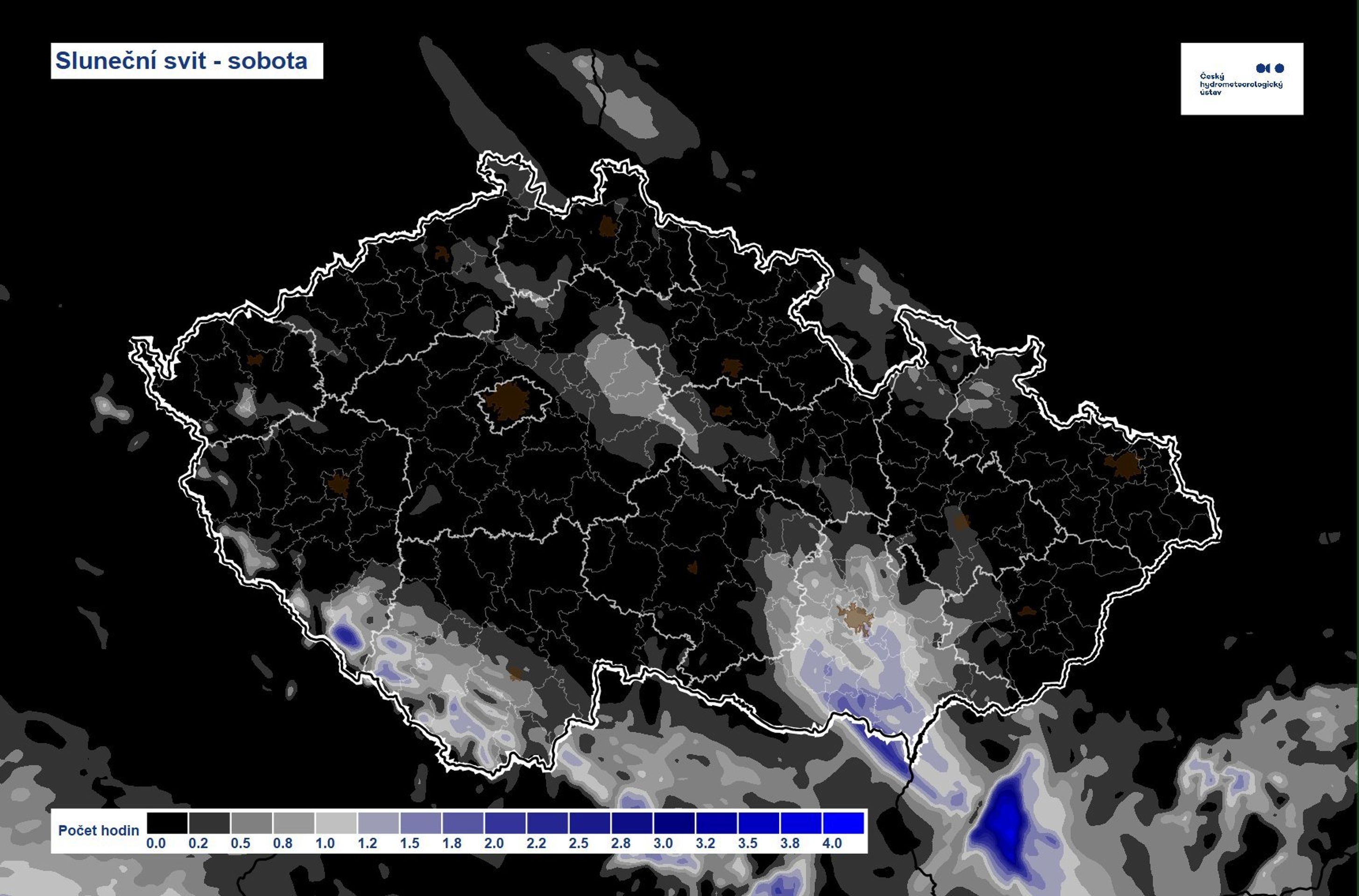 Sluneční svit - sobota - Předpověď počasí (1/3)