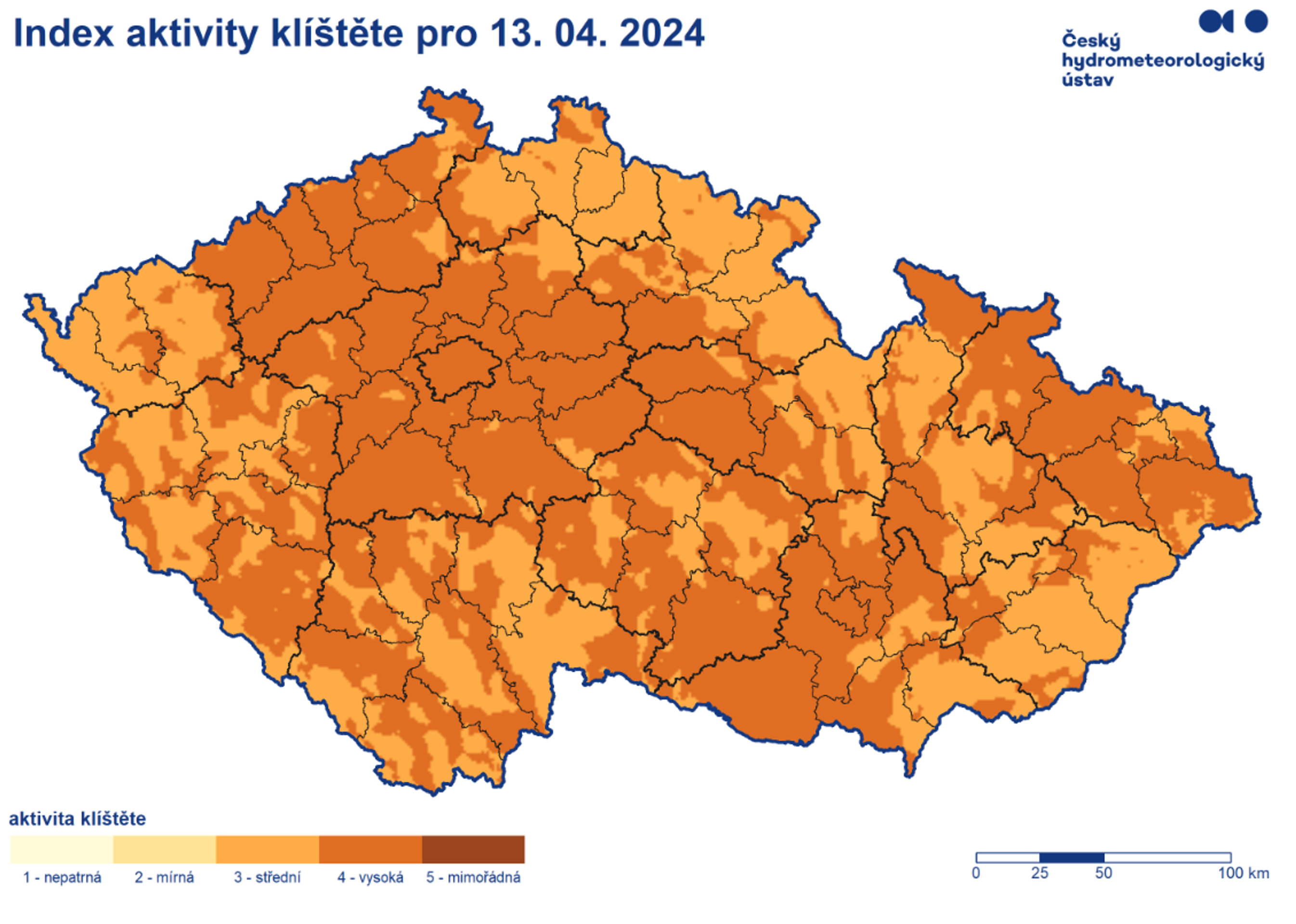 Index aktivity klíšťat 13. dubna - Index aktivity klíšťat (1/3)