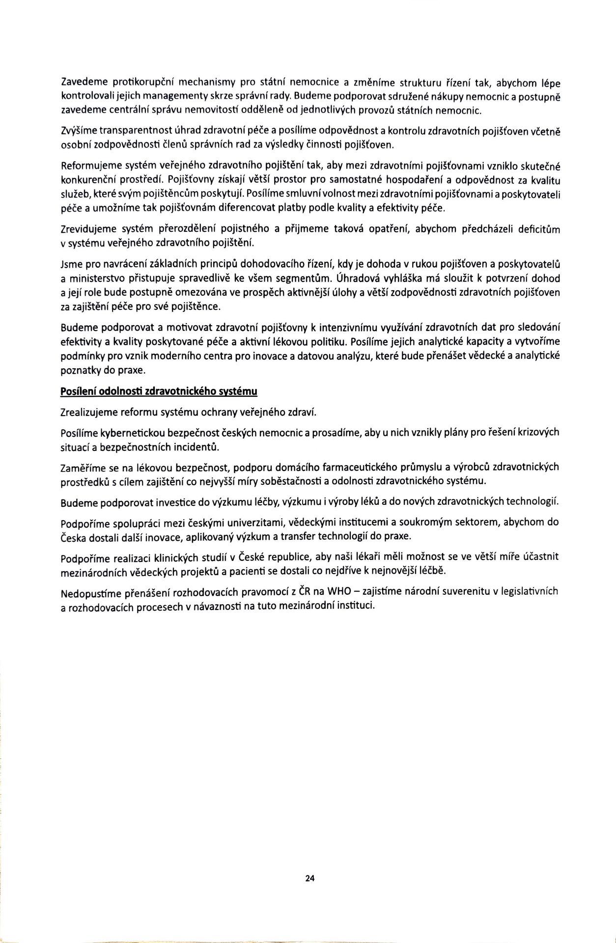 Návrh programového prohlášení vlády ČR – listopad 2025 (24) - Návrh programového prohlášení vlády ČR – listopad 2025 (24/38)