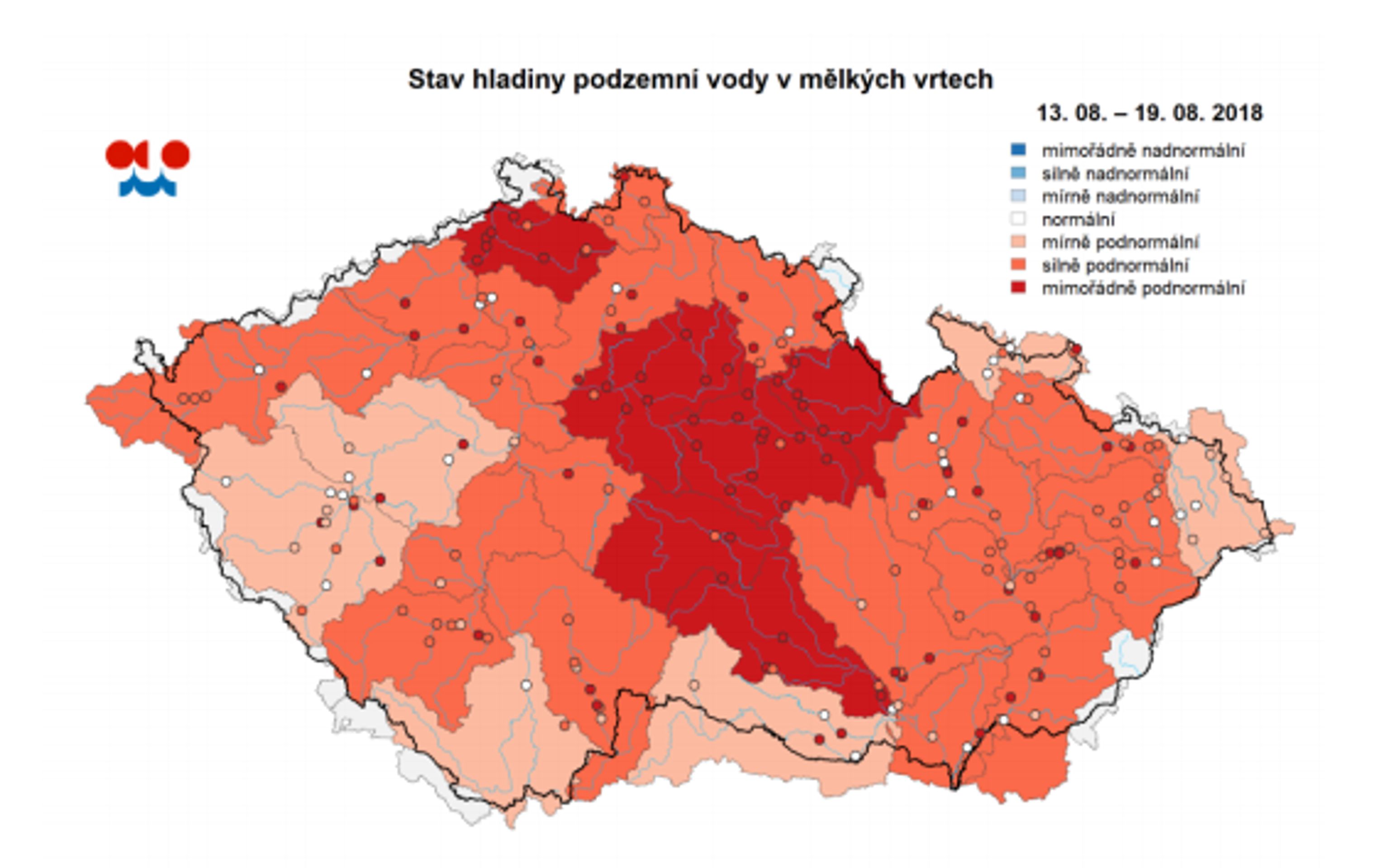 Stav hladiny podzemní vody v mělkých vrtech - GALERIE: Česko má za sebou nejsušší týden prázdnin (3/3)