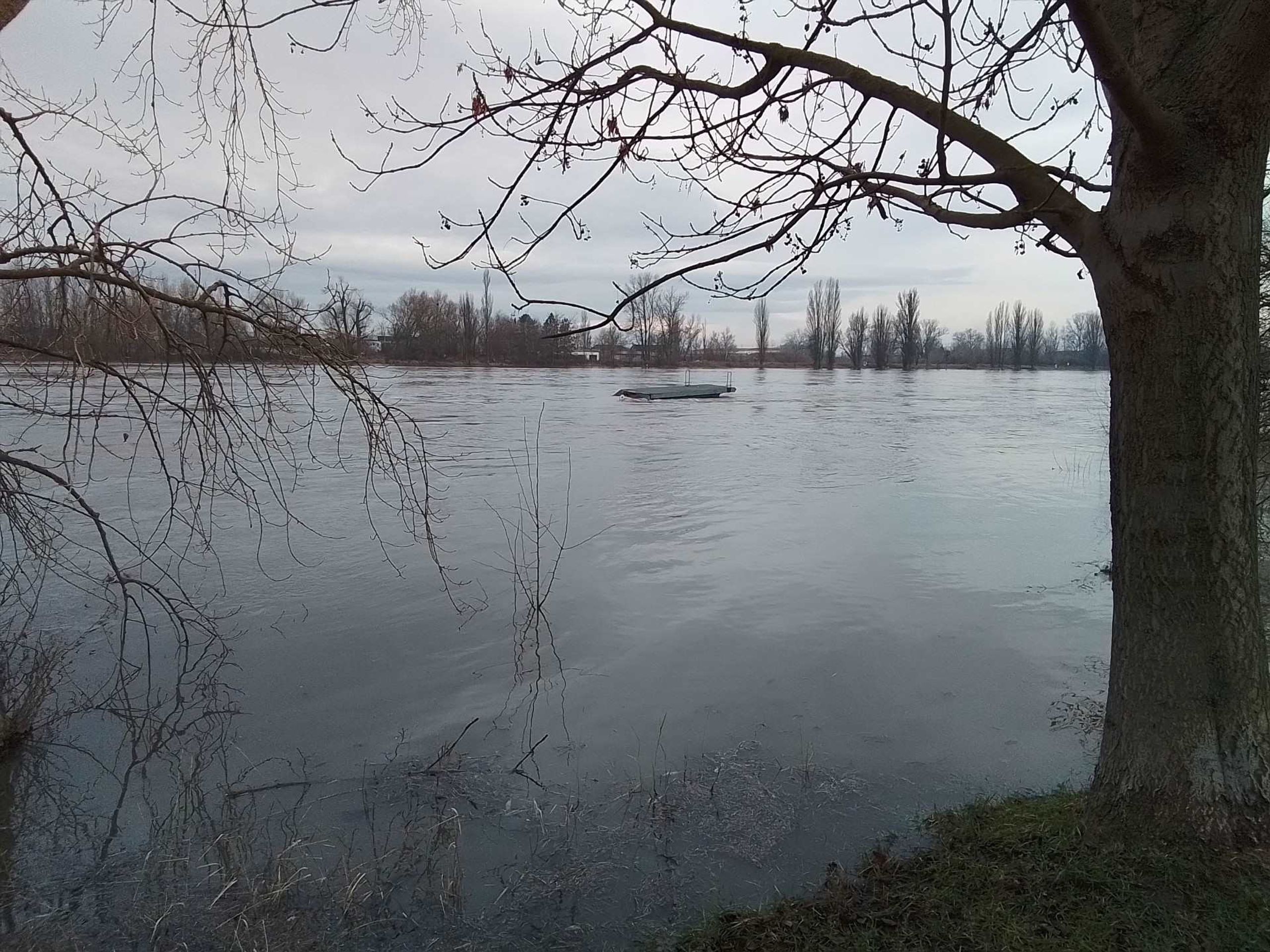 Molo, které se utrhlo na Labi - Velká voda utrhla molo i s lodí (3/4)
