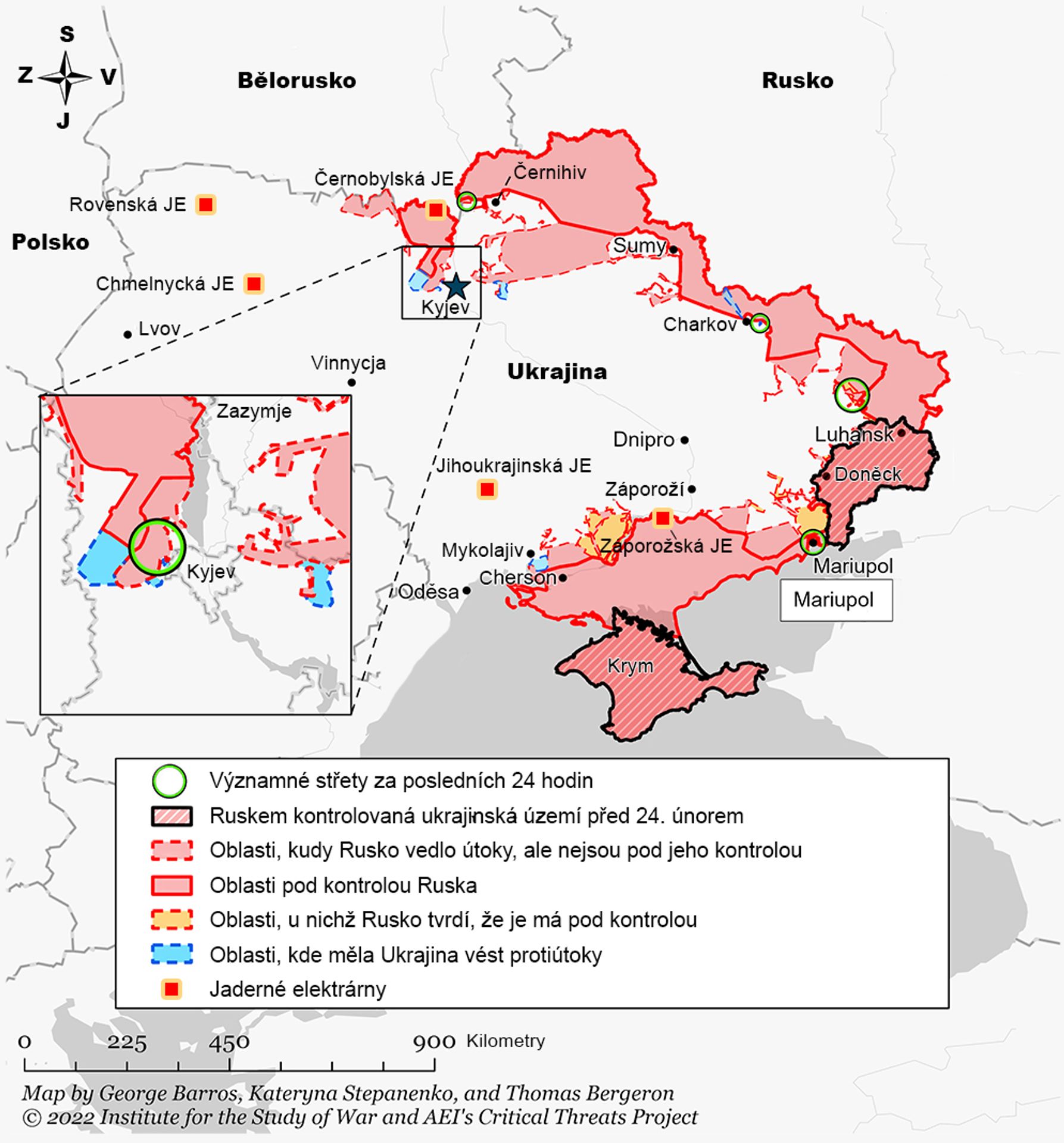 Mapa ruského postupu 26.3. - Ukrajinské protiútoky (4/7)