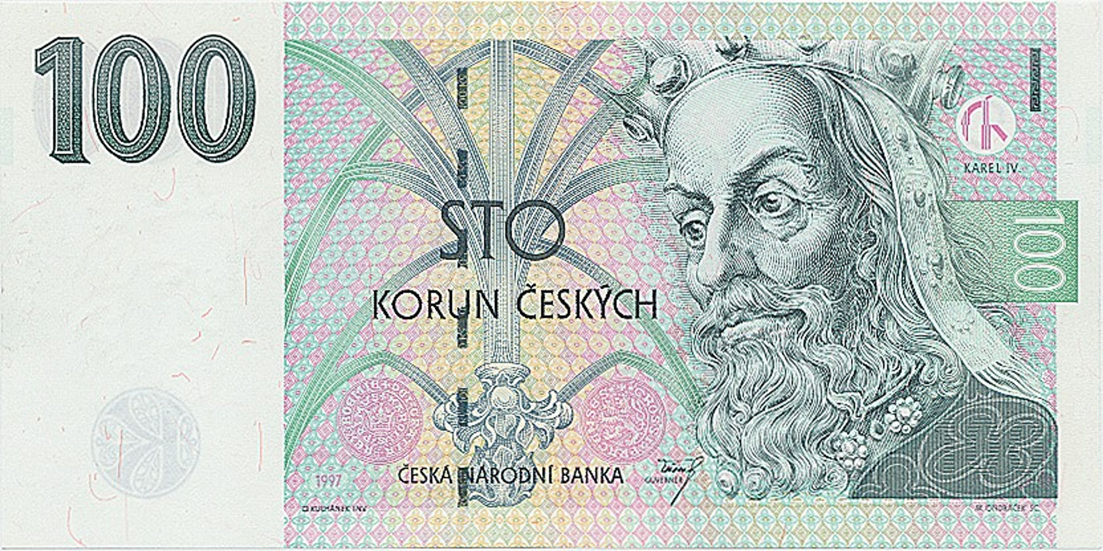 ČR, 100korunová bankovka, chybotisk, 1997, vyvolávací cena 10 000 Kč (1) - Aukce mincí a bankovek (9/20)