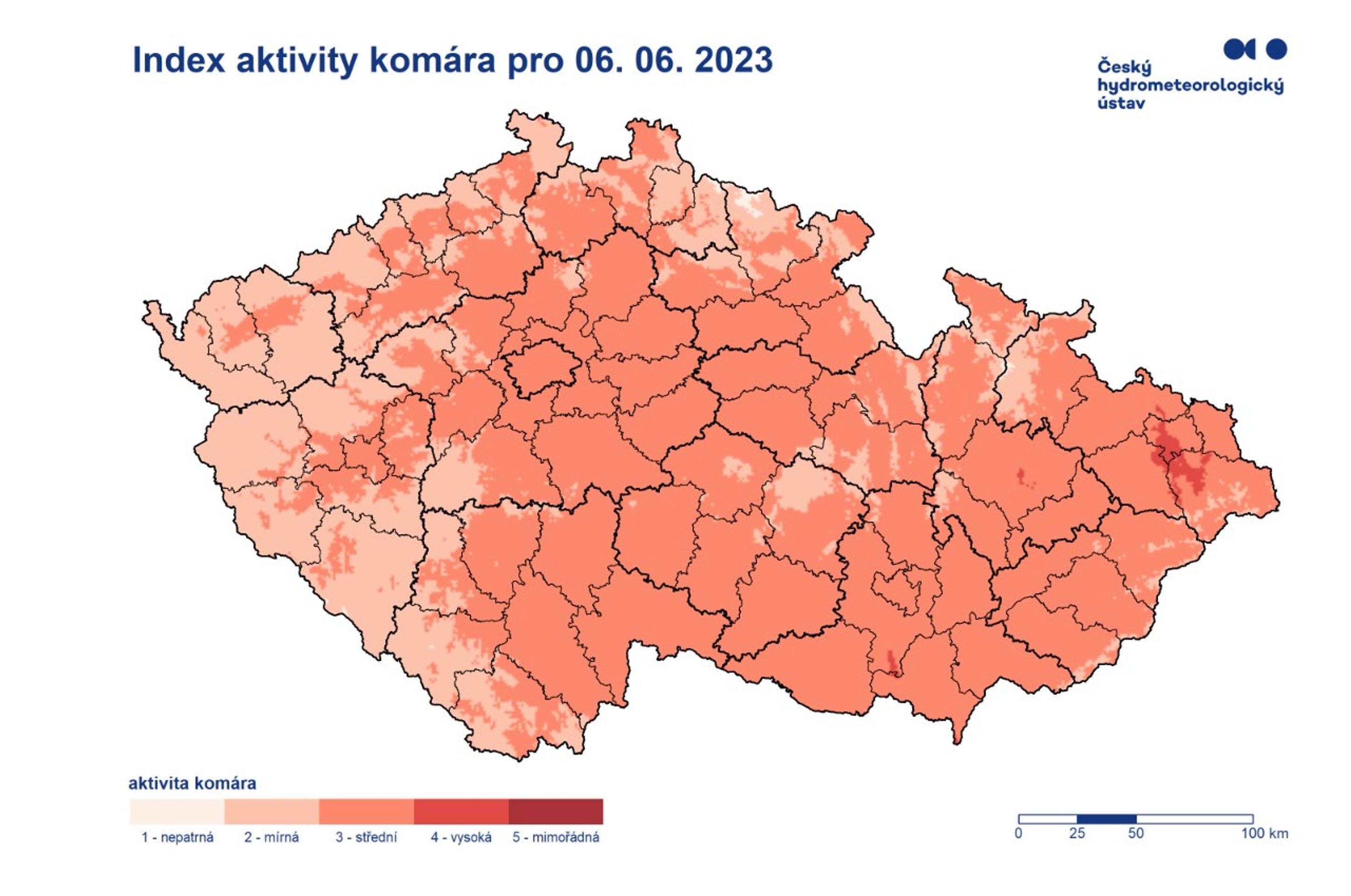 Index aktivity komára pro 6.6. - Mapa komárů (2/3)