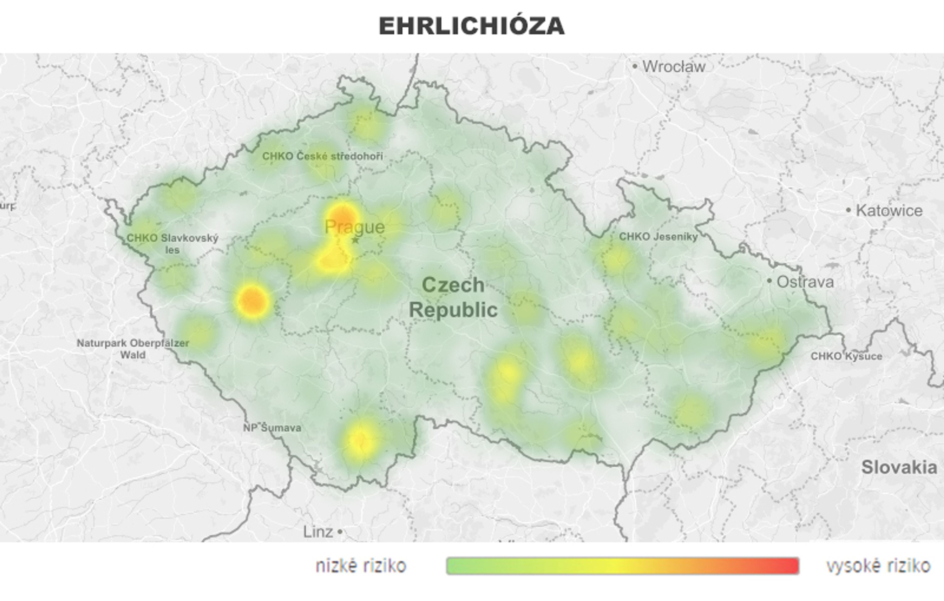 Mapa aktivity klíšťat na území České republiky - EHRLICHIÓZA - GALERIE: Mapa aktivity klíšťat na území České republiky (4/7)