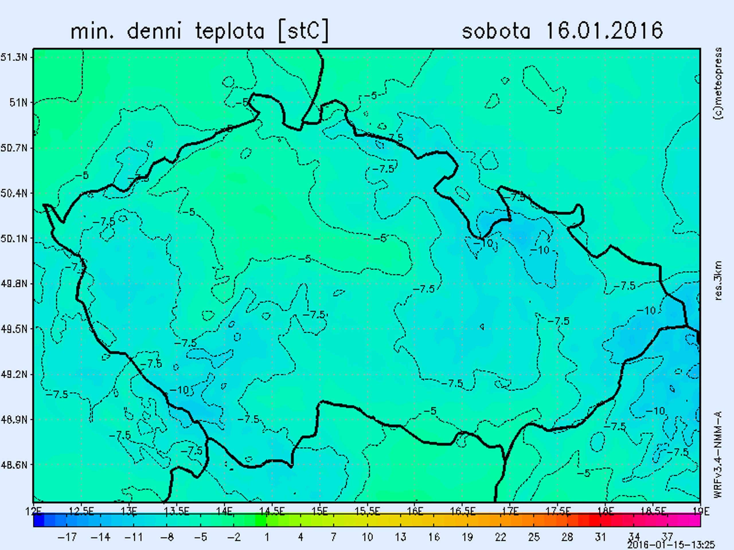 Mapa mrazu - sobota 16. ledna - GALERIE: MAPY MRAZU (1/3)