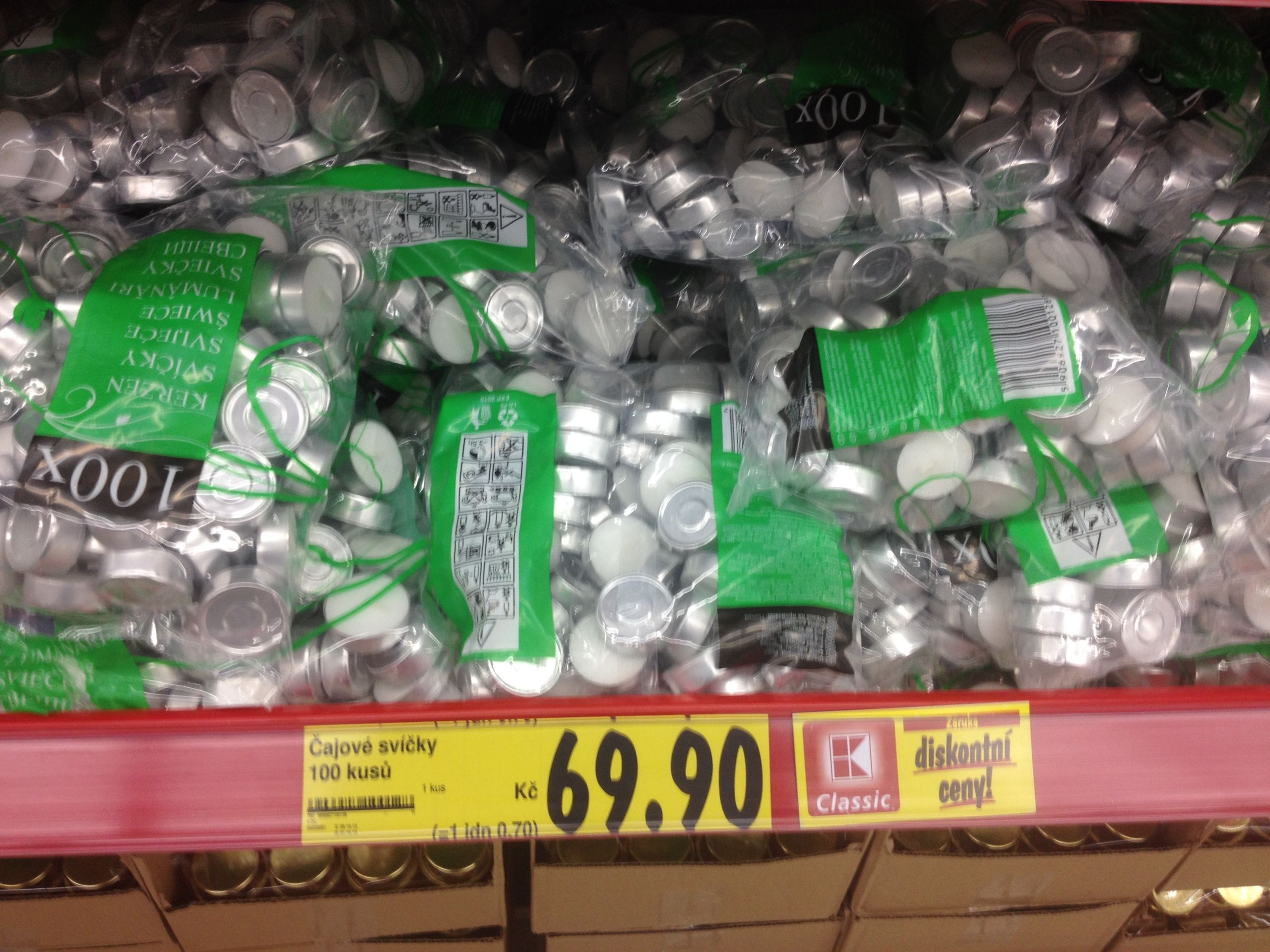 Čajové svíčky 100ks - Kaufland Praha Ďáblice - GALERIE: Přehled cen čajových svíček (3/9)